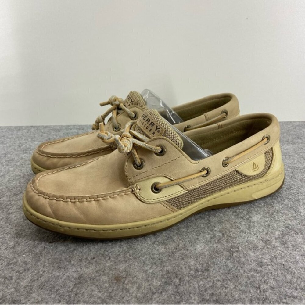 Sperry Top Sider Tan & Cream Leather Classic Boat Shoes Women’s Size 8.5